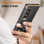 For Samsung Galaxy Z Fold6 5G Case Wrist Band Hinge Protection Leather+PC Phone Cover