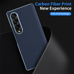 For Samsung Galaxy Z Fold4 5G Case Carbon Fiber Texture Leather Hard PC Phone Cover