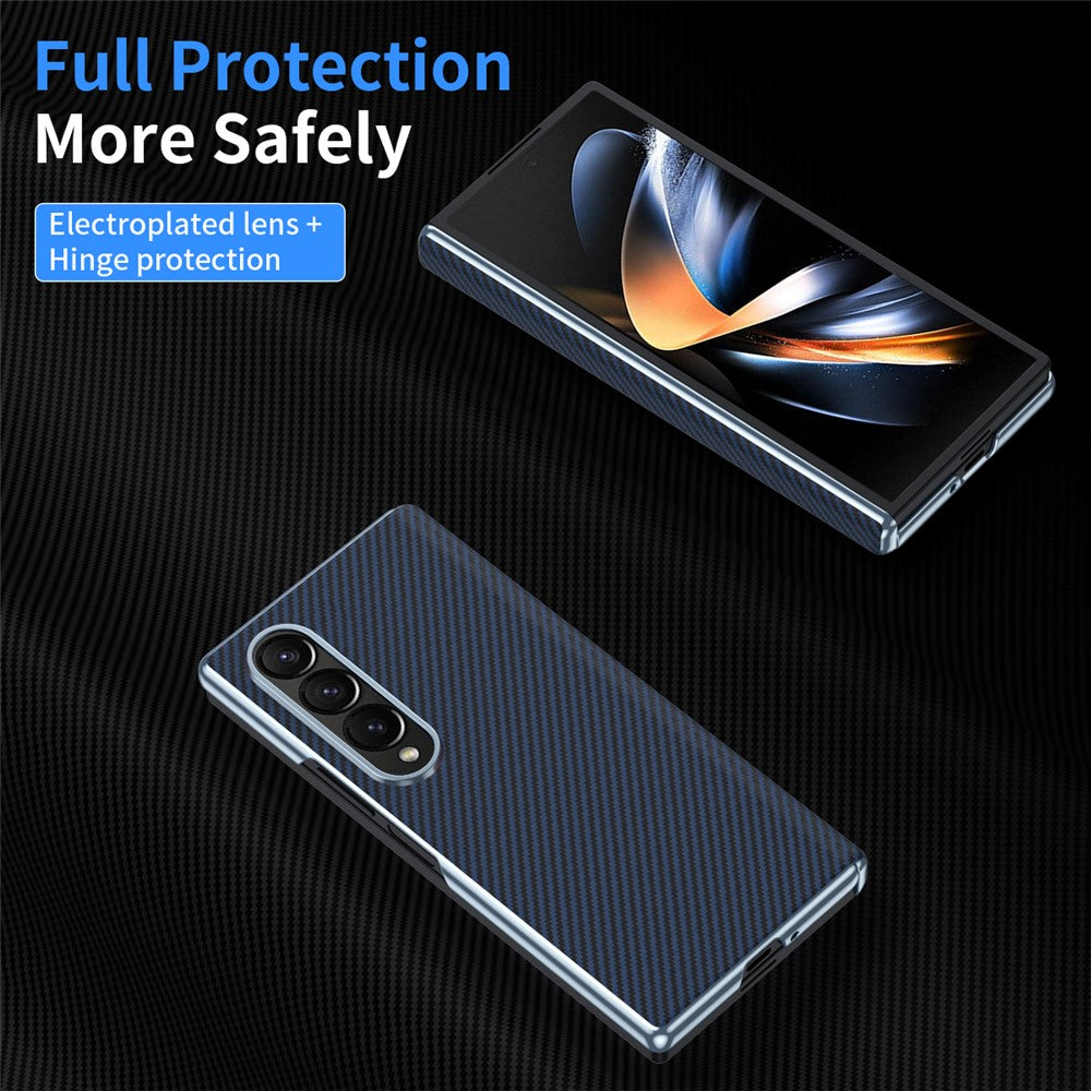 For Samsung Galaxy Z Fold4 5G Case Carbon Fiber Texture Leather Hard PC Phone Cover