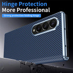 For Samsung Galaxy Z Fold4 5G Case Carbon Fiber Texture Leather Hard PC Phone Cover