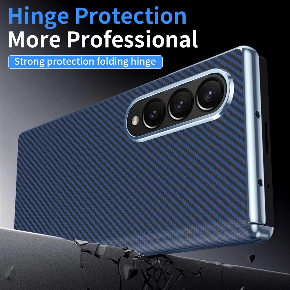 For Samsung Galaxy Z Fold4 5G Case Carbon Fiber Texture Leather Hard PC Phone Cover