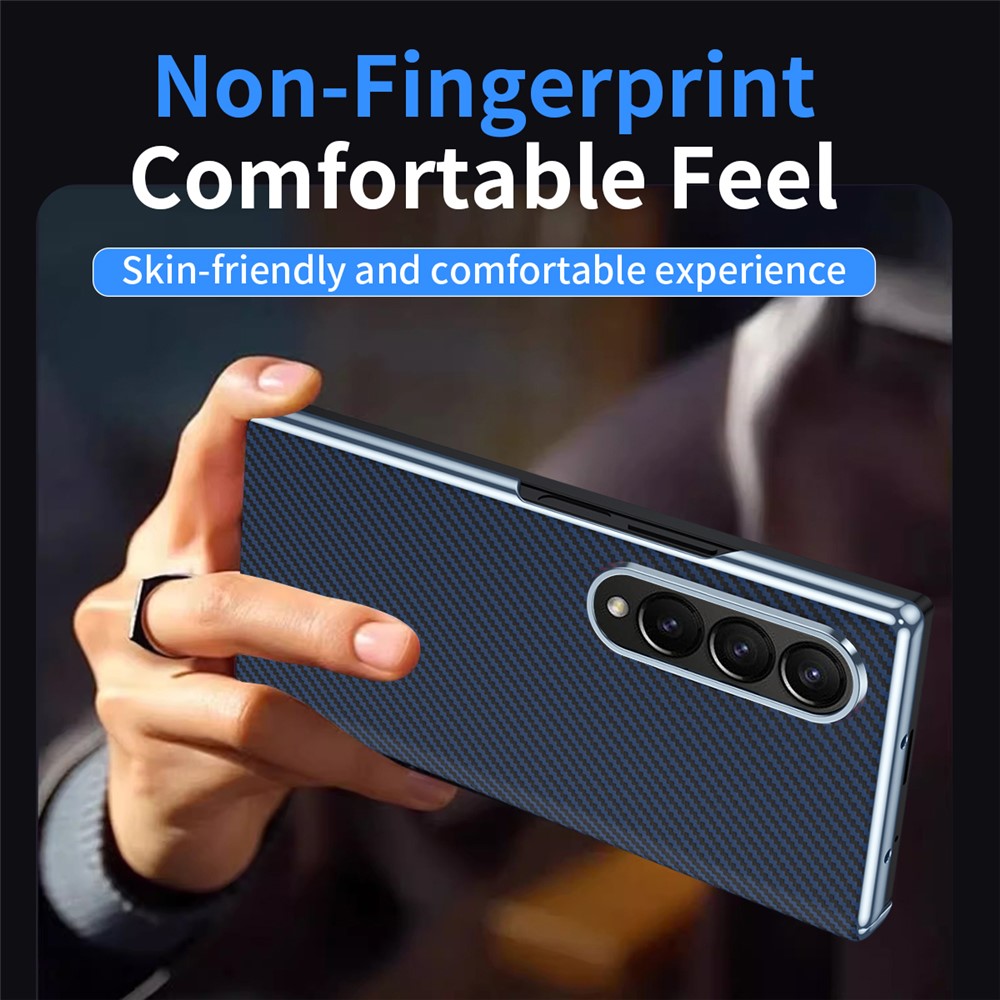 For Samsung Galaxy Z Fold4 5G Case Carbon Fiber Texture Leather Hard PC Phone Cover
