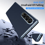 For Samsung Galaxy Z Fold4 5G Case Carbon Fiber Texture Leather Hard PC Phone Cover