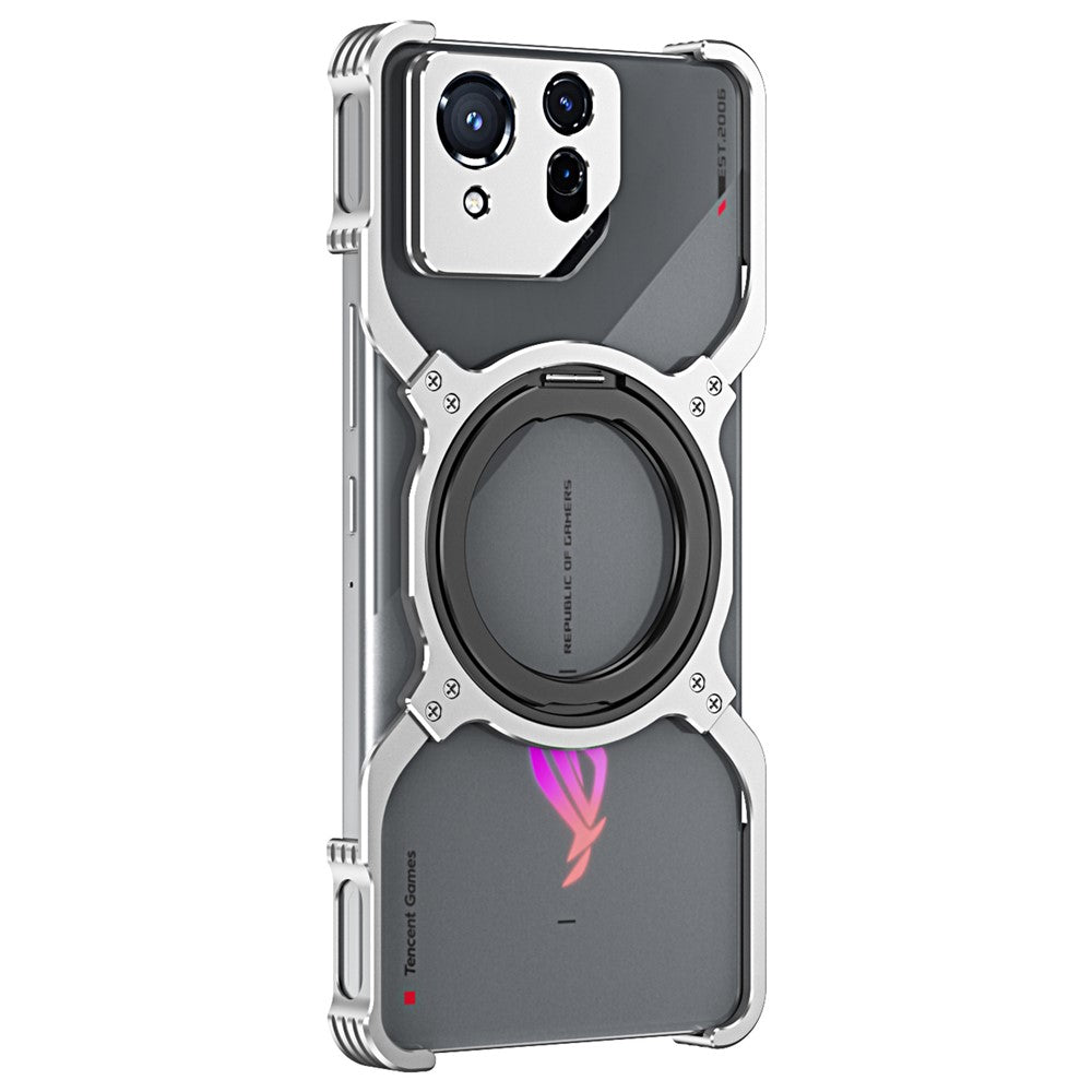 For Asus ROG Phone 8 5G / 8 Pro 5G Bumper Case Frameless Magnetic Kickstand Metal Phone Cover