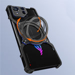 For Asus ROG Phone 8 5G / 8 Pro 5G Bumper Case Frameless Magnetic Kickstand Metal Phone Cover