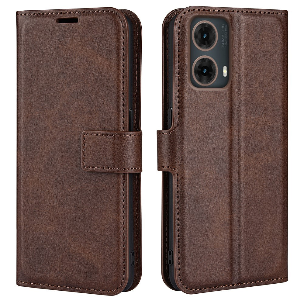 Til Motorola Moto G85 5G / S50 Neo 5G Læderetui Kalvetekstur Stativ Telefoncover