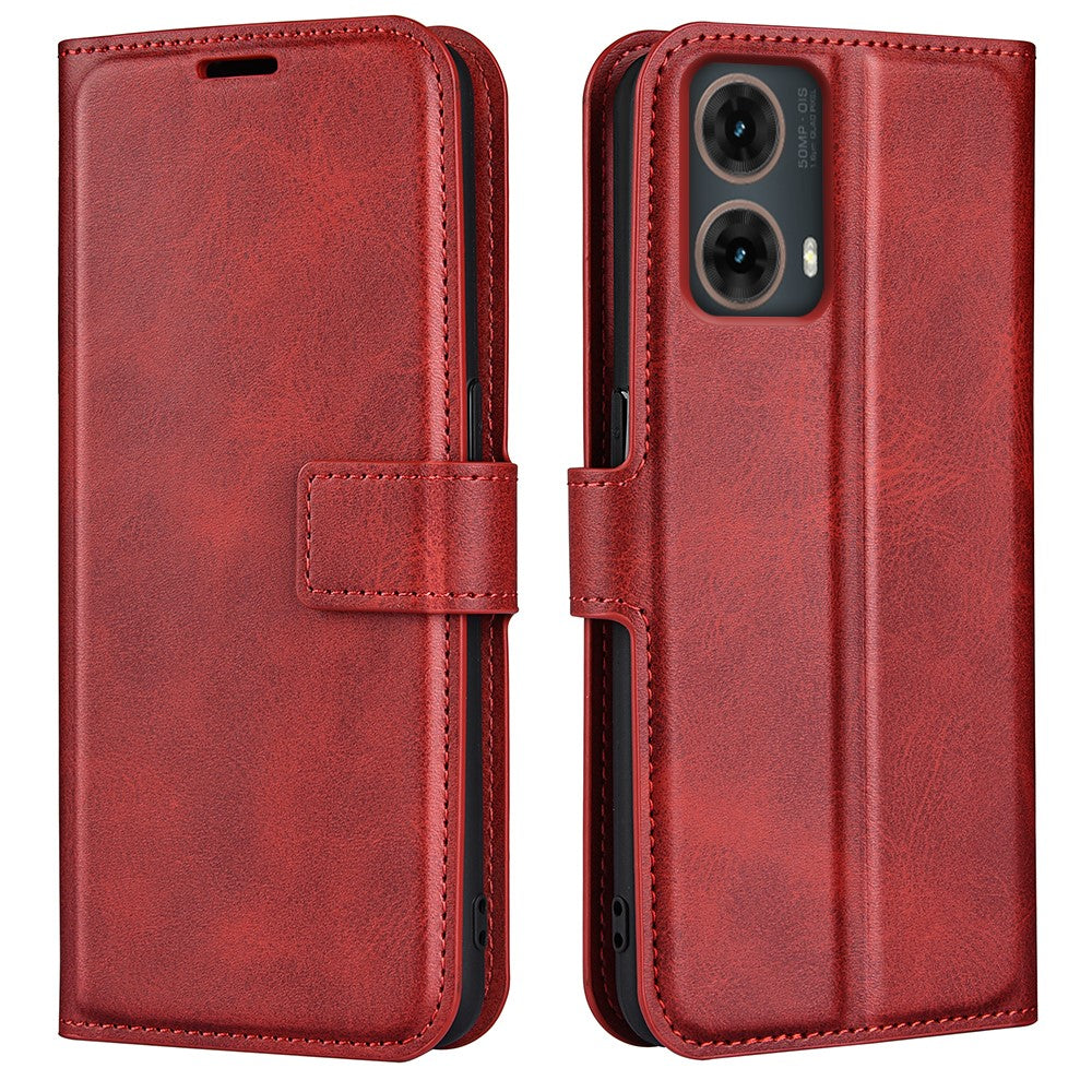 Til Motorola Moto G85 5G / S50 Neo 5G Læderetui Kalvetekstur Stativ Telefoncover