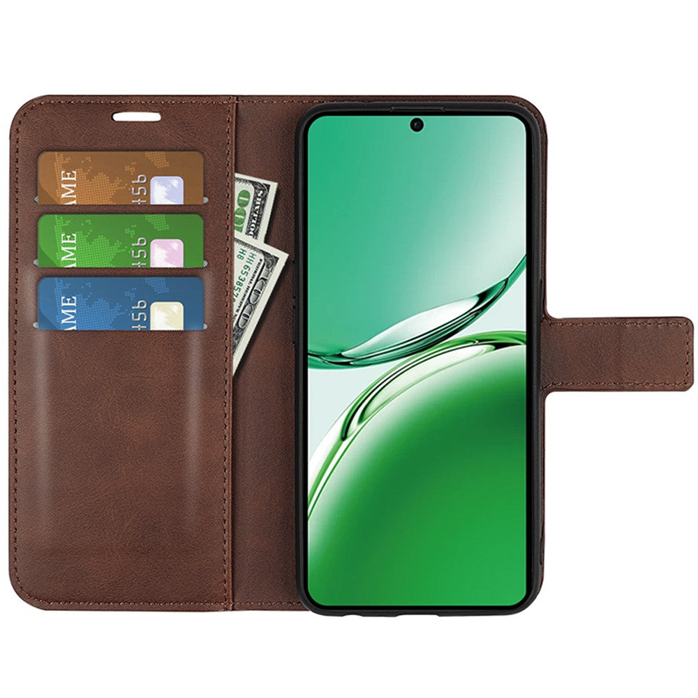 For Oppo Reno12 F 5G Stand Case Calf Texture Shockproof Leather Phone Cover