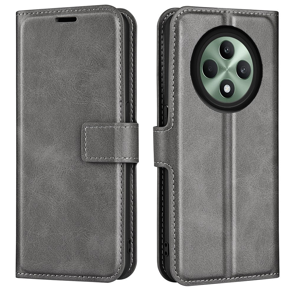 For Oppo Reno12 F 5G Stand Case Calf Texture Shockproof Leather Phone Cover