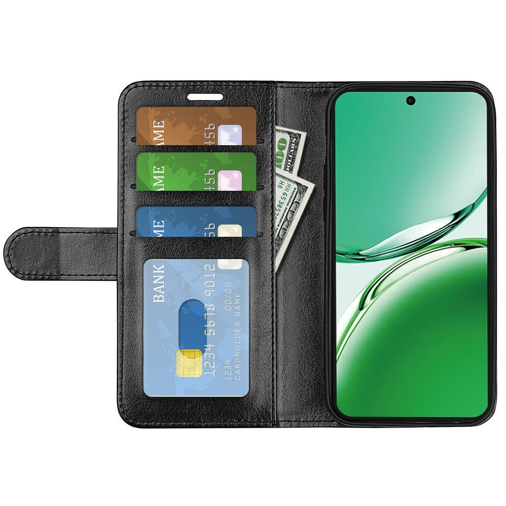 For Oppo Reno12 F 5G Case Crazy Horse Texture Leather Stand Phone Cover with Wallet