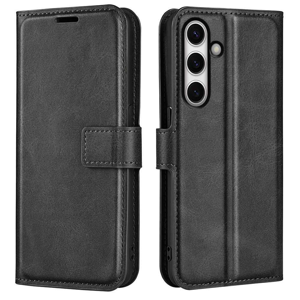 Til Samsung Galaxy S24 FE Stativetui Kalvetekstur Ridsefri Læder Telefoncover
