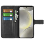 Til Samsung Galaxy S24 FE Stativetui Kalvetekstur Ridsefri Læder Telefoncover