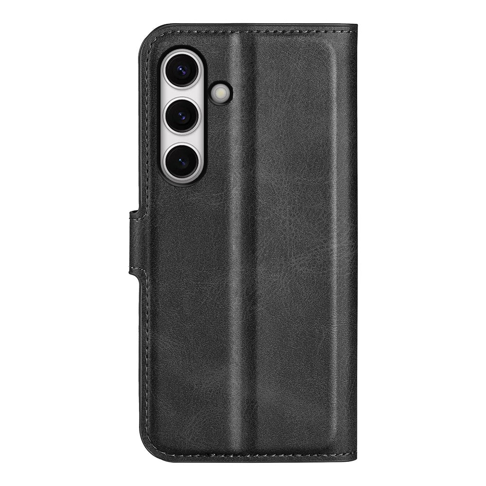 Til Samsung Galaxy S24 FE Stativetui Kalvetekstur Ridsefri Læder Telefoncover