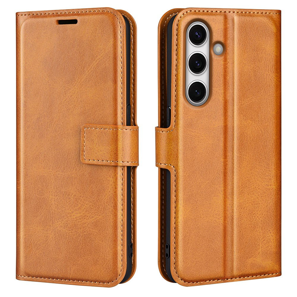 Til Samsung Galaxy S24 FE Stativetui Kalvetekstur Ridsefri Læder Telefoncover