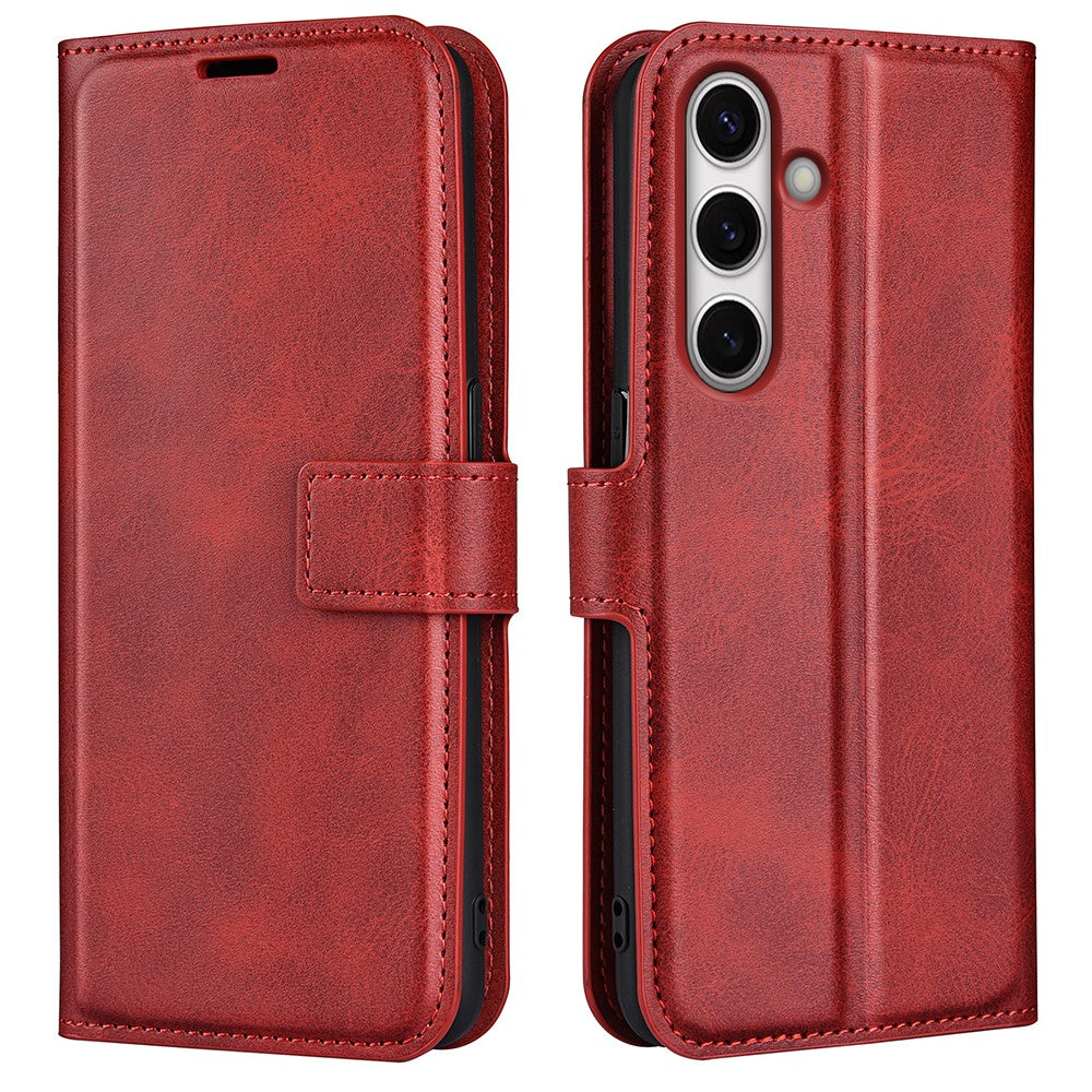 Til Samsung Galaxy S24 FE Stativetui Kalvetekstur Ridsefri Læder Telefoncover