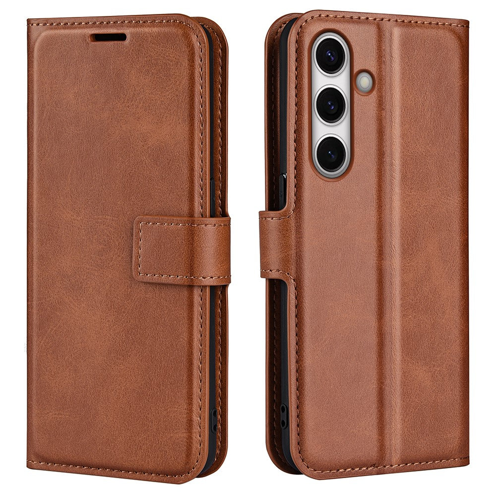 Til Samsung Galaxy S24 FE Stativetui Kalvetekstur Ridsefri Læder Telefoncover