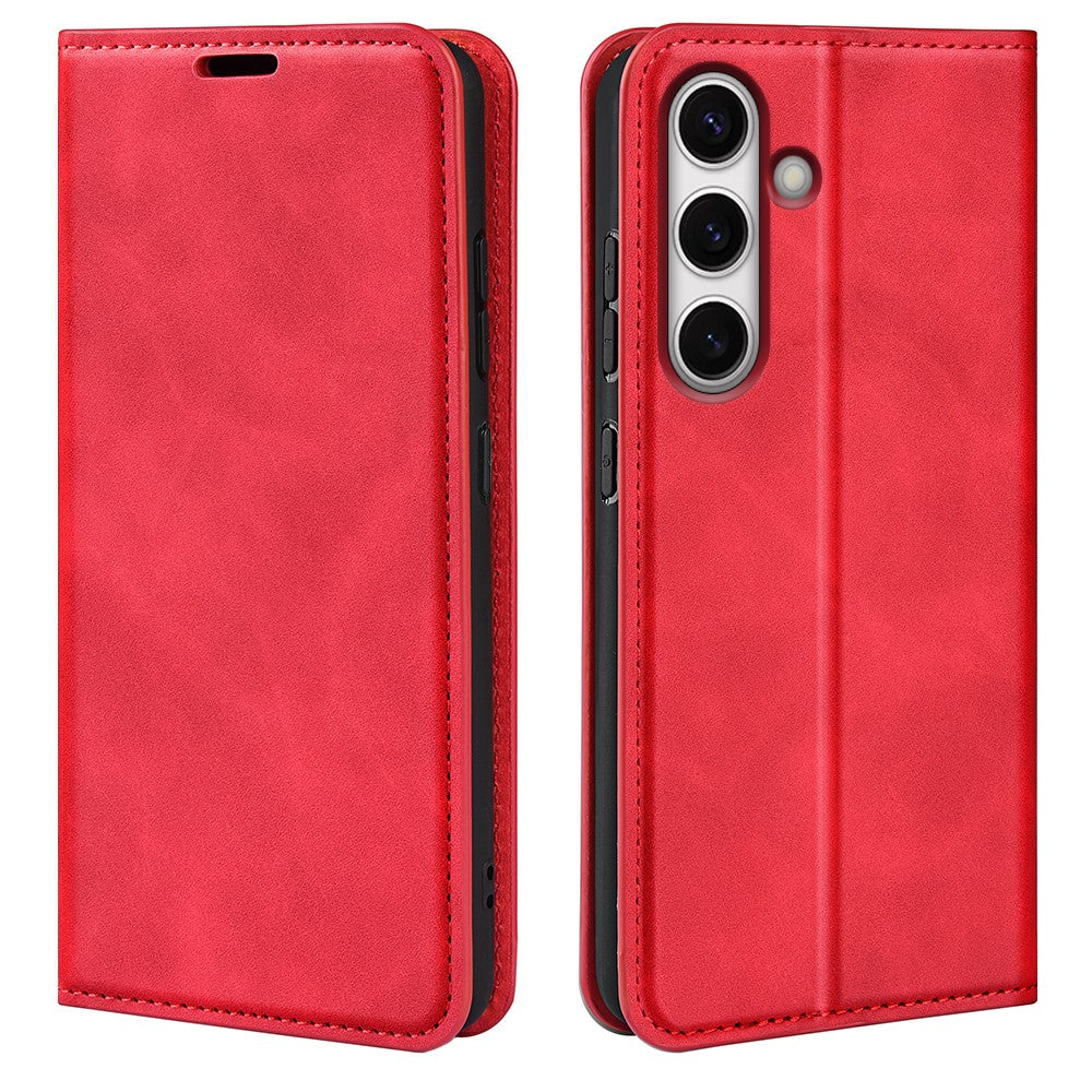 Til Samsung Galaxy S24 FE Etui, Hudvenligt, Faldbeskyttende Læderpung Telefoncover