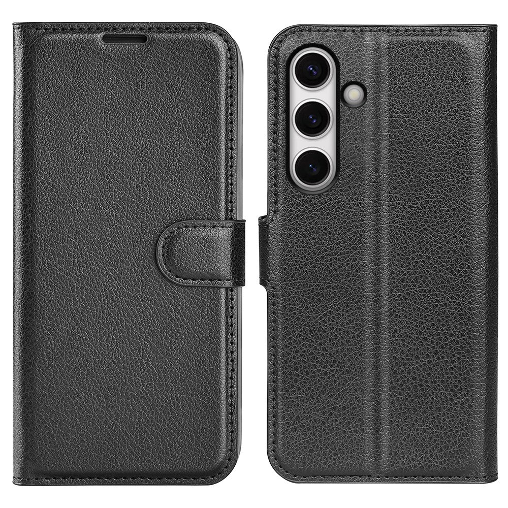 Samsung Galaxy S24 FE Plånboksfodral Litchitextur Anti-fall Läder Folio Flipfodral