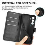 Til Samsung Galaxy S24 FE Pung Telefoncover Litchi Tekstur Anti-Tab Læder Folio Flip Cover