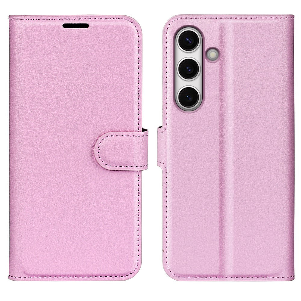Til Samsung Galaxy S24 FE Pung Telefoncover Litchi Tekstur Anti-Tab Læder Folio Flip Cover