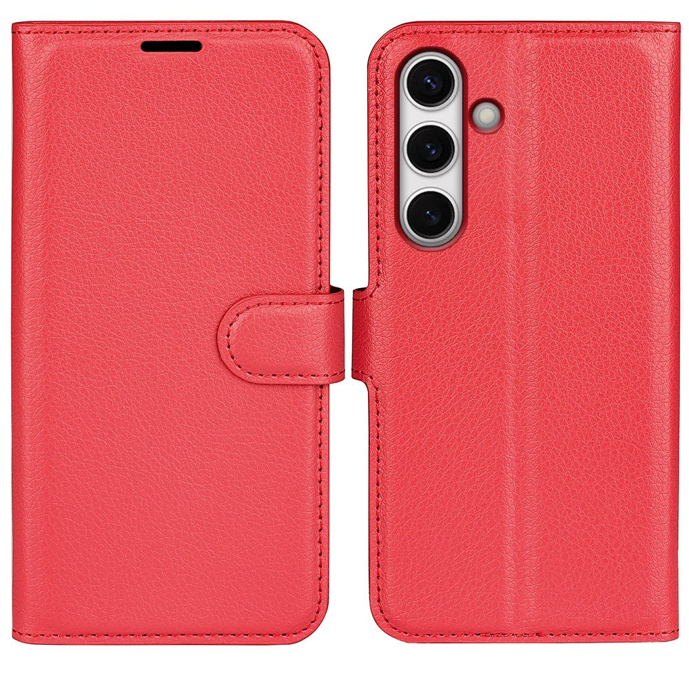 For Samsung Galaxy S24 FE Wallet Phone Case Litchi Texture Anti-Drop Leather Folio Flip Cover