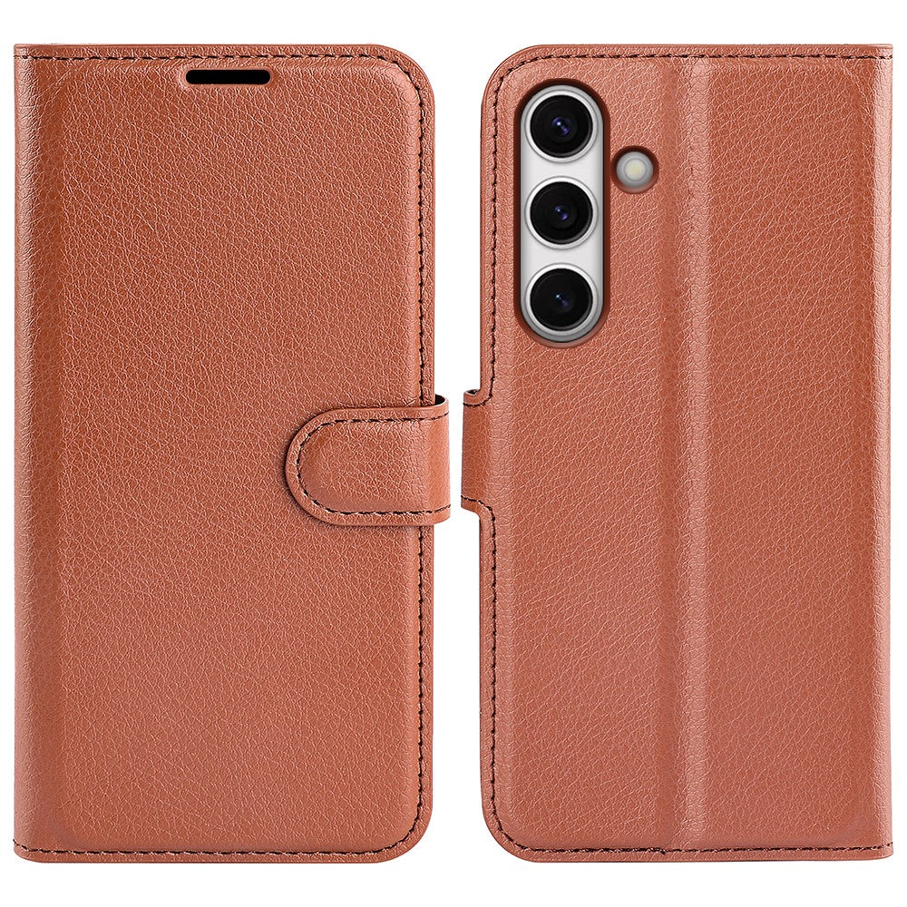 Til Samsung Galaxy S24 FE Pung Telefoncover Litchi Tekstur Anti-Tab Læder Folio Flip Cover