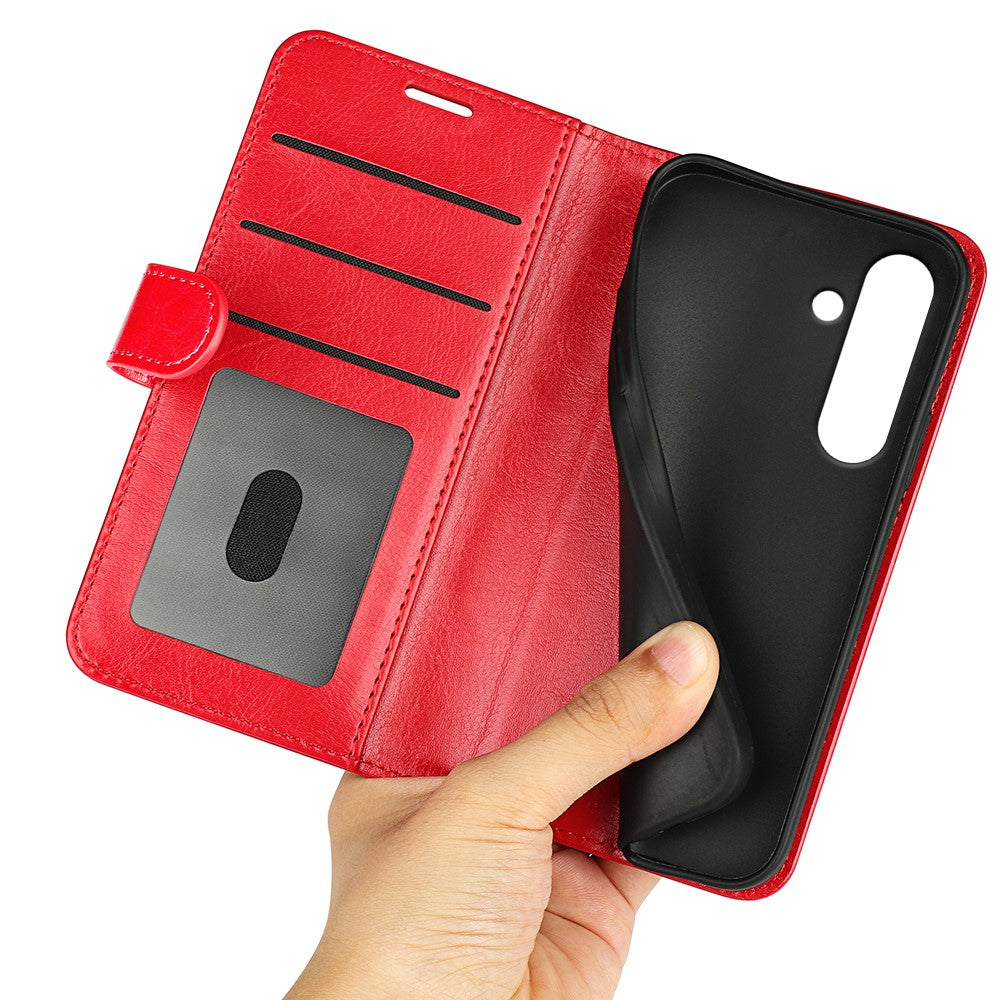 Til Samsung Galaxy S24 FE Etui Crazy Horse Tekstur Læder Stand Telefoncover med Pung