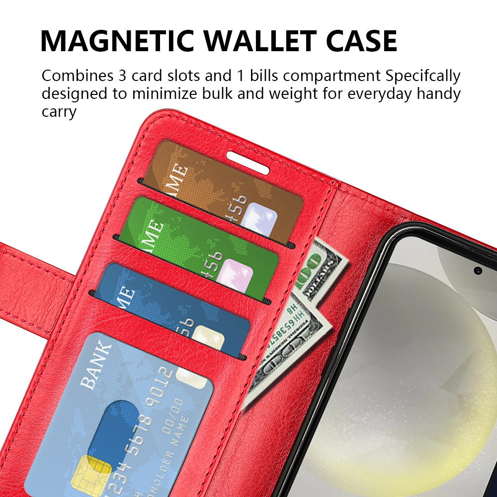 Til Samsung Galaxy S24 FE Etui Crazy Horse Tekstur Læder Stand Telefoncover med Pung