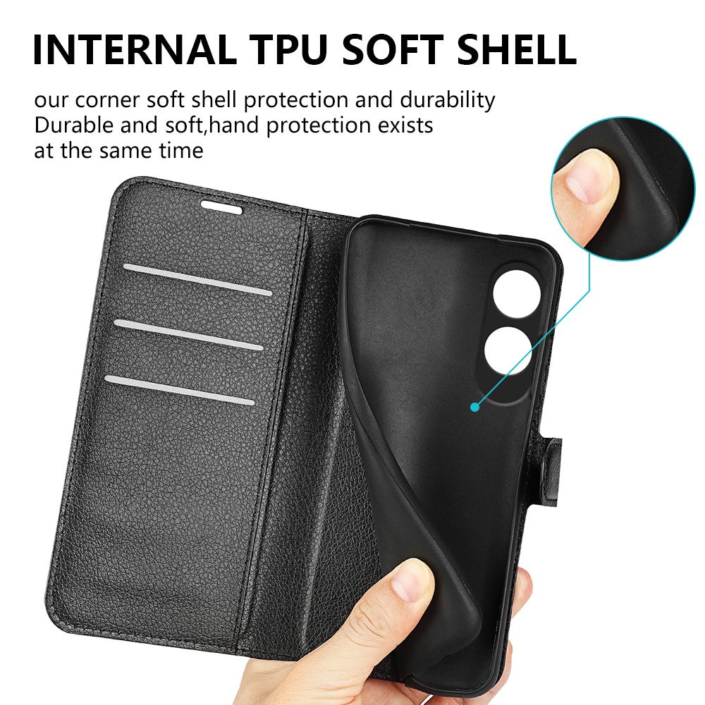 For Oppo A60 4G Case Anti-Drop Litchi Texture Leather Wallet Phone Cover