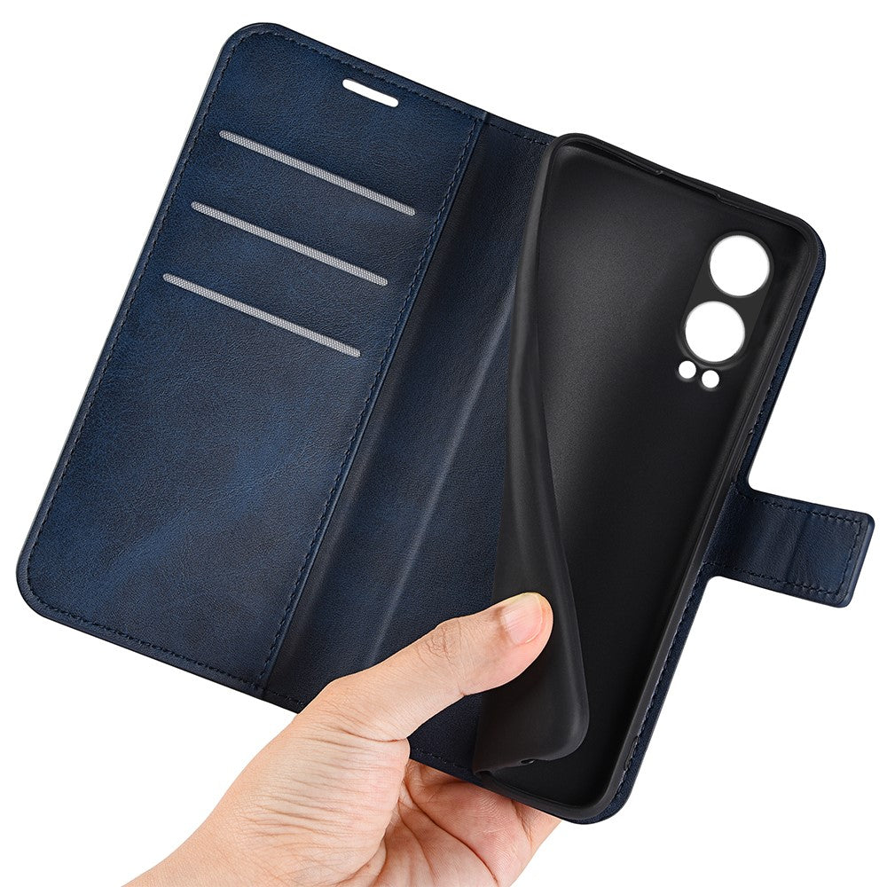 For OnePlus Nord CE4 Lite 5G / Oppo K12x 5G (China) Case Calf Texture Leather Stand Phone Cover