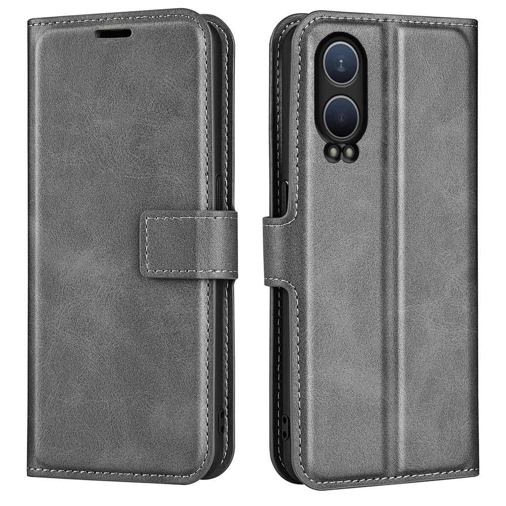 For OnePlus Nord CE4 Lite 5G / Oppo K12x 5G (China) Case Calf Texture Leather Stand Phone Cover