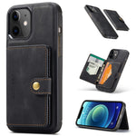 JEEHOOD J01 For iPhone 12 / 12 Pro Case Leather Phone Back Cover Magnetic Detachable Card Bag