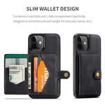 JEEHOOD J01 For iPhone 12 / 12 Pro Case Leather Phone Back Cover Magnetic Detachable Card Bag