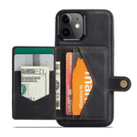 JEEHOOD J01 For iPhone 12 / 12 Pro Case Leather Phone Back Cover Magnetic Detachable Card Bag