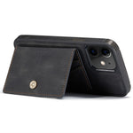 JEEHOOD J01 For iPhone 12 / 12 Pro Case Leather Phone Back Cover Magnetic Detachable Card Bag