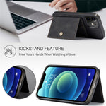 JEEHOOD J01 For iPhone 12 / 12 Pro Case Leather Phone Back Cover Magnetic Detachable Card Bag