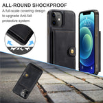 JEEHOOD J01 For iPhone 12 / 12 Pro Case Leather Phone Back Cover Magnetic Detachable Card Bag