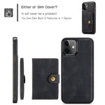 JEEHOOD J01 For iPhone 12 / 12 Pro Case Leather Phone Back Cover Magnetic Detachable Card Bag