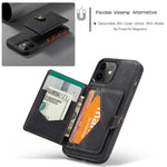JEEHOOD J01 For iPhone 12 / 12 Pro Case Leather Phone Back Cover Magnetic Detachable Card Bag