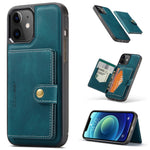 JEEHOOD J01 For iPhone 12 / 12 Pro Case Leather Phone Back Cover Magnetic Detachable Card Bag
