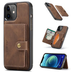 JEEHOOD J01 For iPhone 12 / 12 Pro Case Leather Phone Back Cover Magnetic Detachable Card Bag