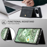 JEEHOOD J01 For Google Pixel 8a Case Leather + TPU Retro Phone Cover Detachable Magnetic Back Card Pocket