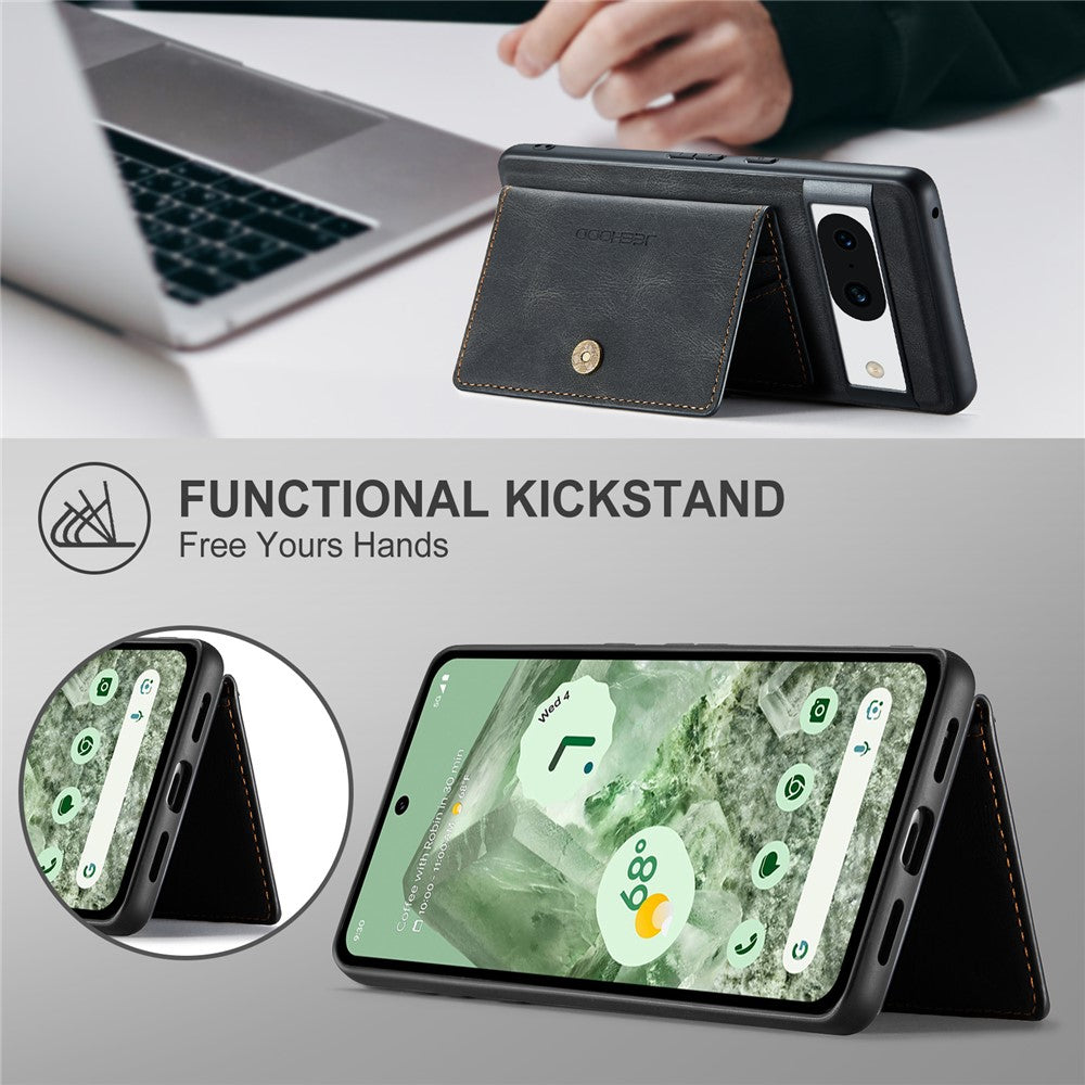 JEEHOOD J01 For Google Pixel 8a Case Leather + TPU Retro Phone Cover Detachable Magnetic Back Card Pocket