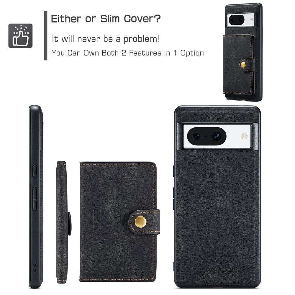 JEEHOOD J01 For Google Pixel 8a Case Leather + TPU Retro Phone Cover Detachable Magnetic Back Card Pocket