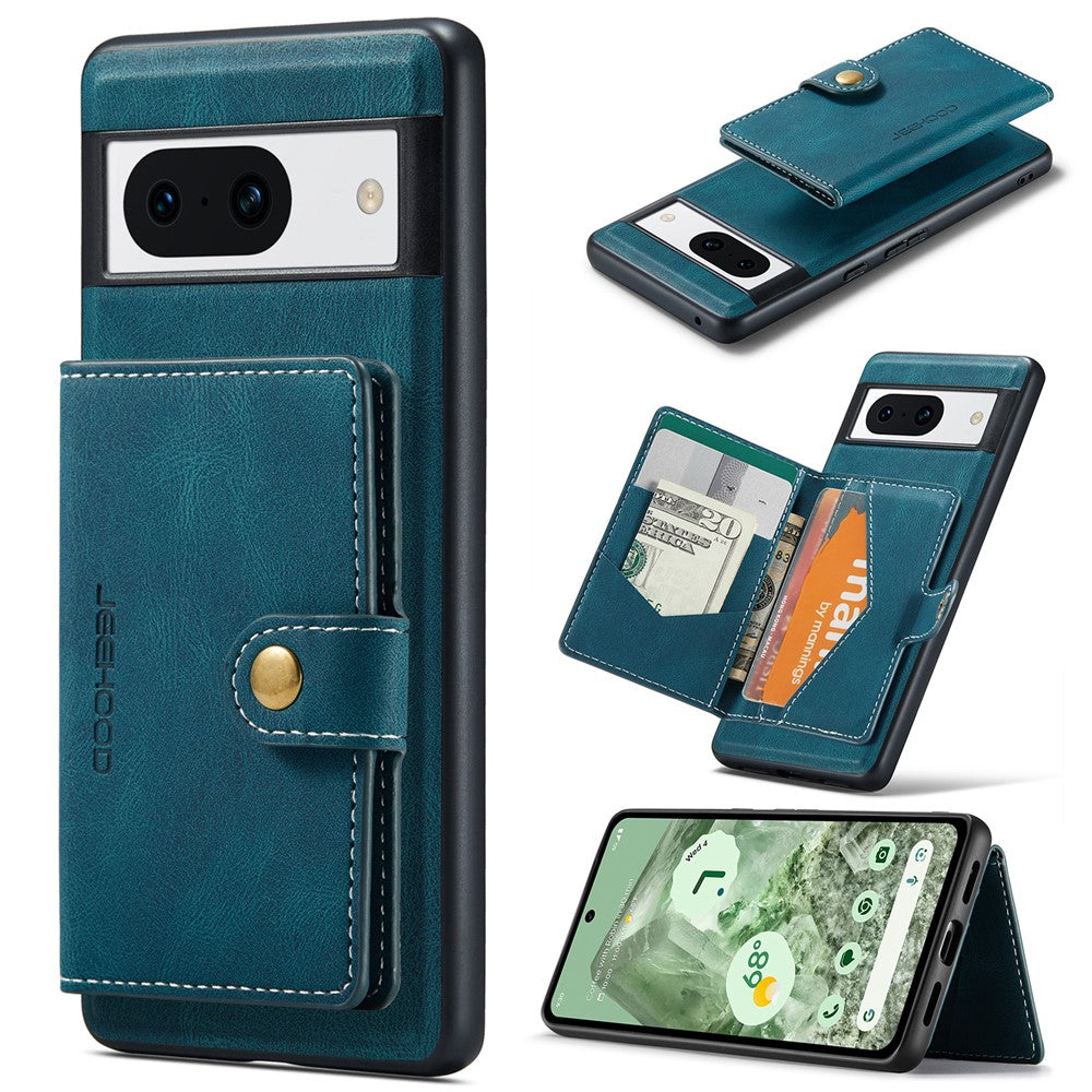 JEEHOOD J01 For Google Pixel 8a Case Leather + TPU Retro Phone Cover Detachable Magnetic Back Card Pocket