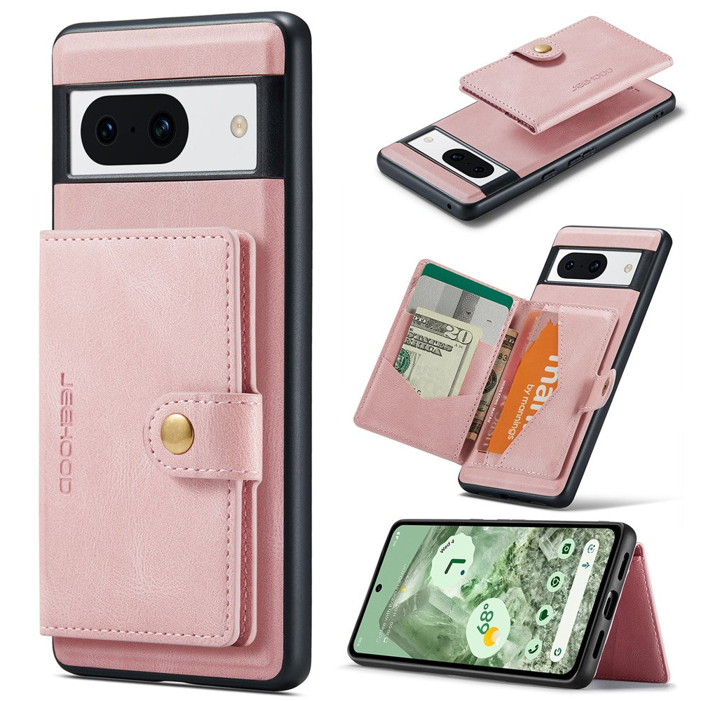 JEEHOOD J01 For Google Pixel 8a Case Leather + TPU Retro Phone Cover Detachable Magnetic Back Card Pocket