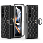 Til Samsung Galaxy Z Fold6 5G Etui Rhombus Gitter Telefoncover med Skærmbeskytter i Hærdet Glas