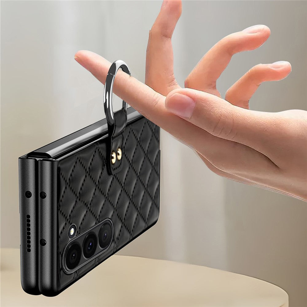 Til Samsung Galaxy Z Fold6 5G Etui Rhombus Gitter Telefoncover med Skærmbeskytter i Hærdet Glas