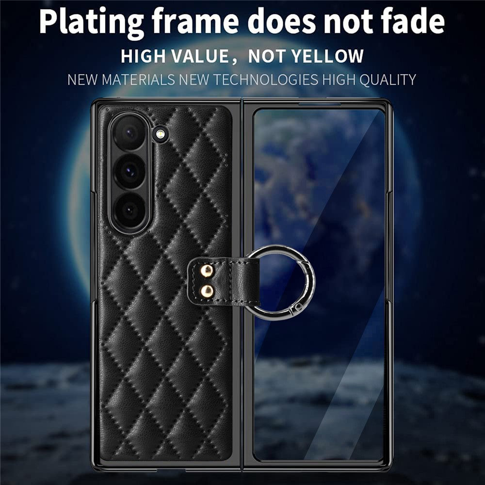 Til Samsung Galaxy Z Fold6 5G Etui Rhombus Gitter Telefoncover med Skærmbeskytter i Hærdet Glas