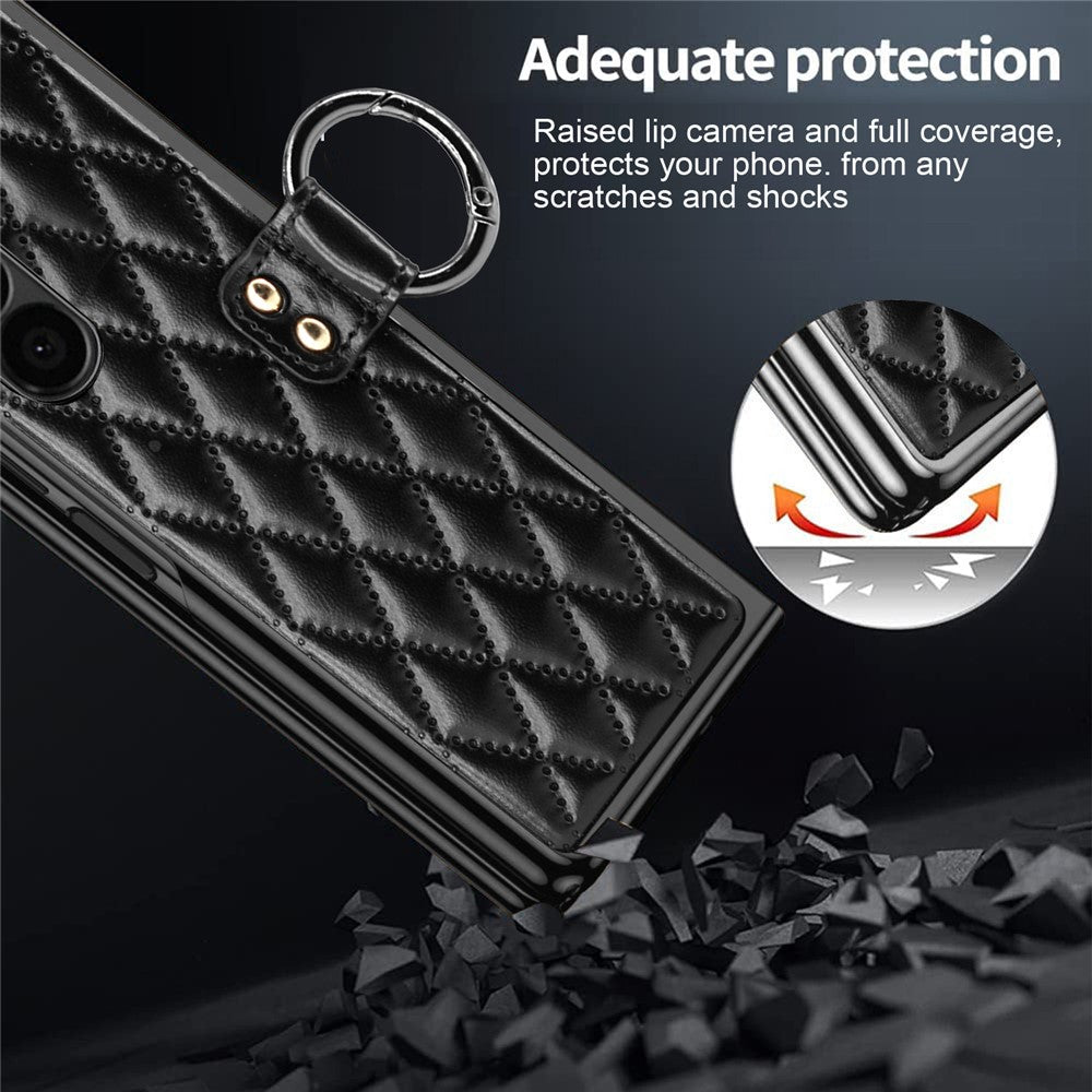 Til Samsung Galaxy Z Fold6 5G Etui Rhombus Gitter Telefoncover med Skærmbeskytter i Hærdet Glas